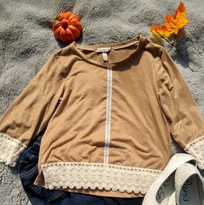 Speechless vegan suede leather lace top girls med